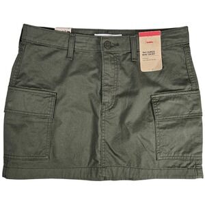 Levi's 1994 Cargo Mini Skirt Olive Green Size‎ 27 Mid Rise Slim Fit Cotton